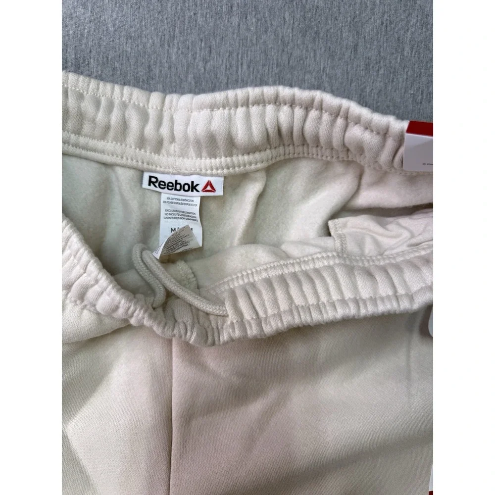 Reebok Men's Beige Cuffed Pants M Cotton Polyester Elastic Waist Drawstring